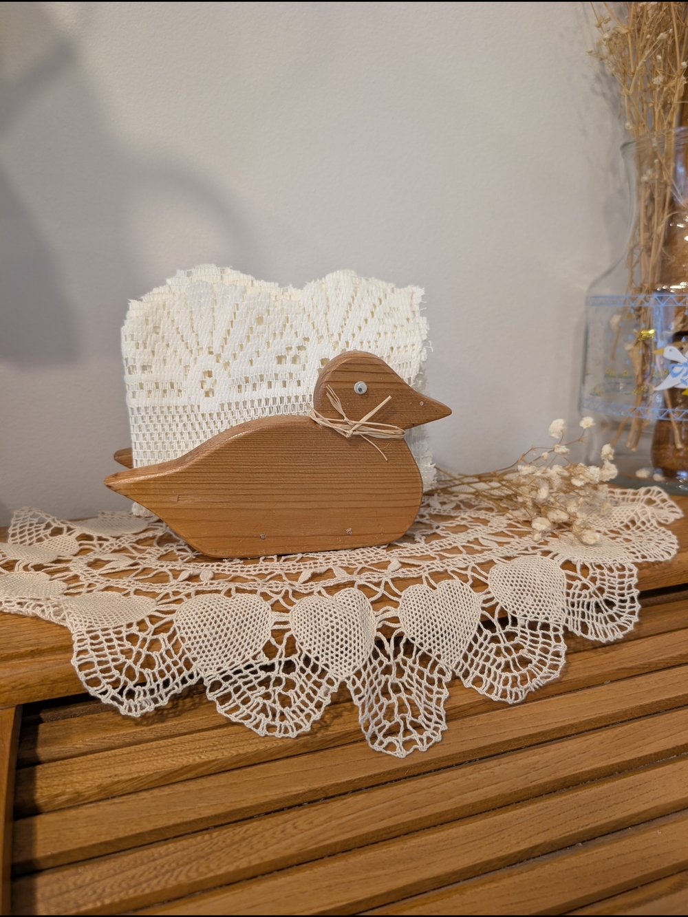 Handmade Wooden Duck Napkin Holder in Natural Wood